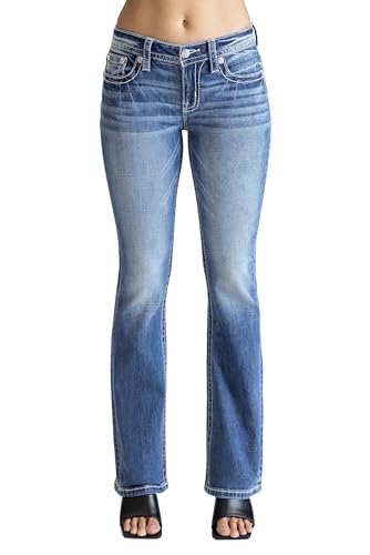Miss Me Women's Bohemian Star Dreamcatcher Mid-Rise Bootcut Jeans2