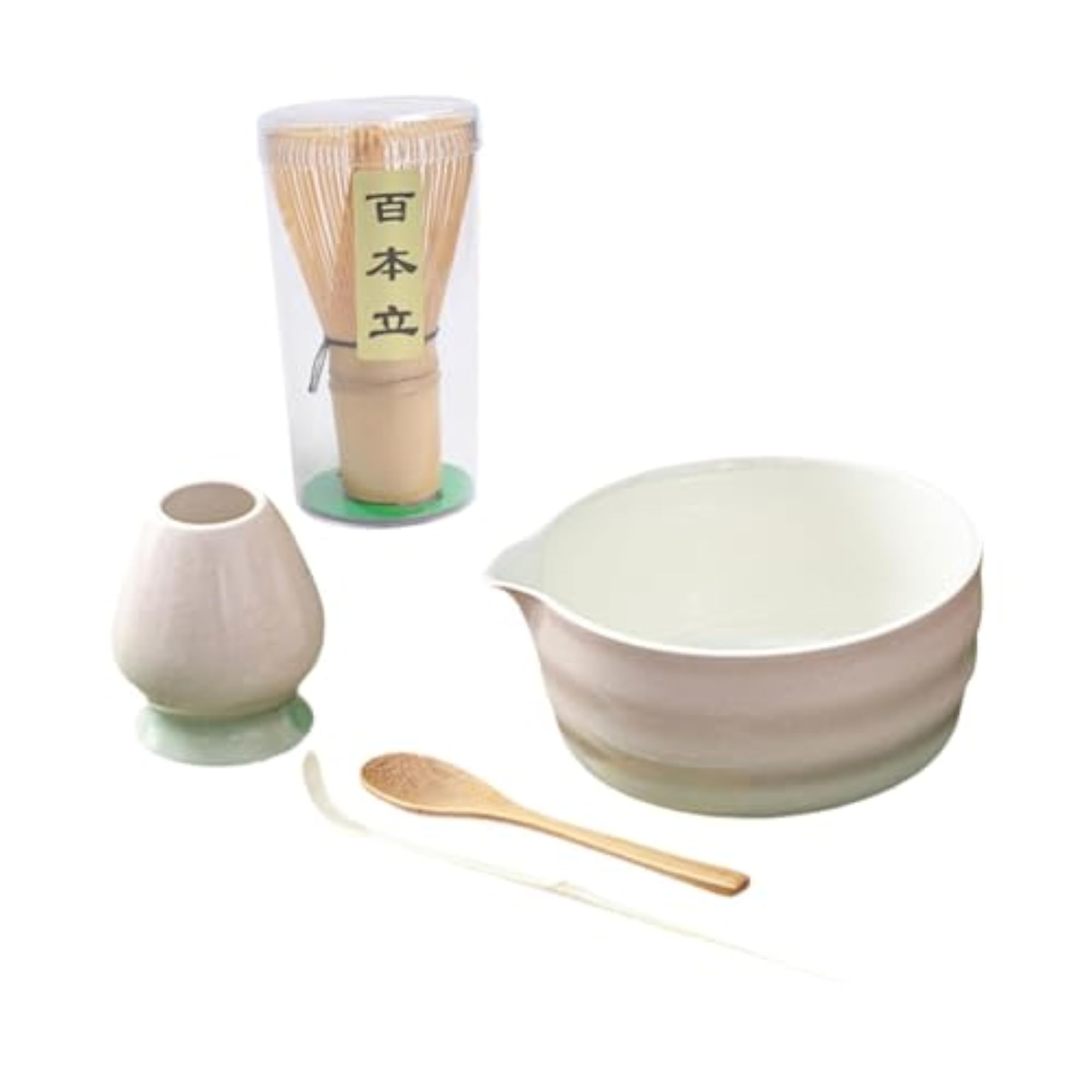 Matcha Tea Set, Ceramic Matcha Bowl with Spout Scoop