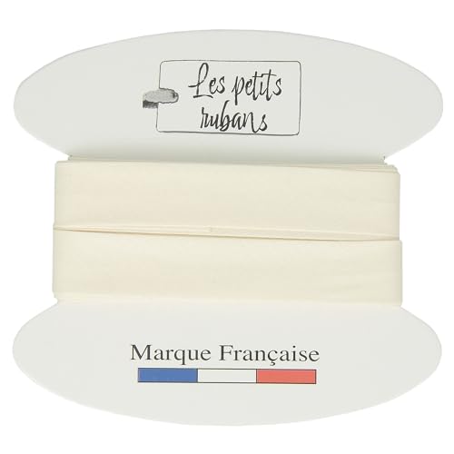 Les Petits Rubans Cinta al bies 100% algodón - 20 mm de ancho, 5 metros de largo - Ribete para costura, tapicería, ropa y mantas - Crudo