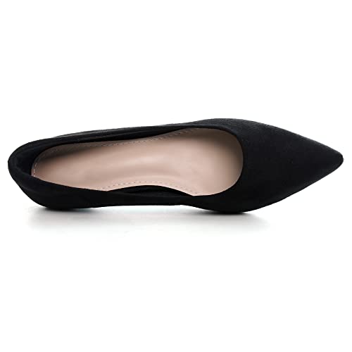 Image of Women's Low Kitten Heel Pumps Classic Fashion Dress Pumps Simple Heeled Shoes for Office Work