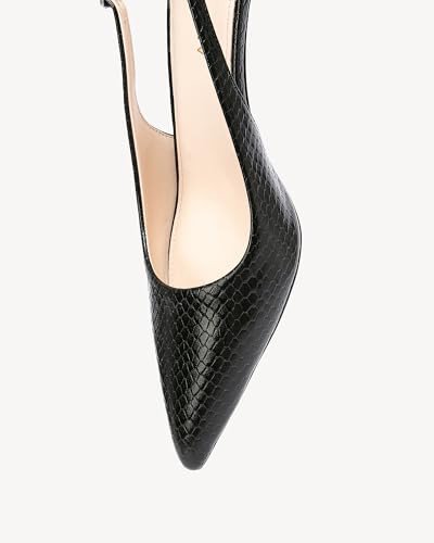 Women's Snake Print Stiletto Pumps - Pointed Toe Low Heel Dress Shoes with Back Strap for Daily Work & Evening4