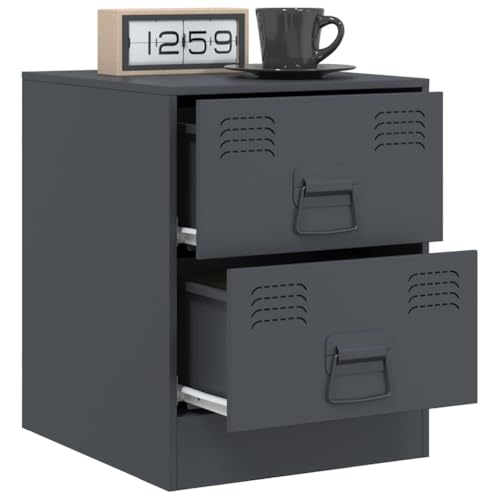 Table de chevet anthracite lot de 2 meuble bas d'appoint industriel table de nuit - 5