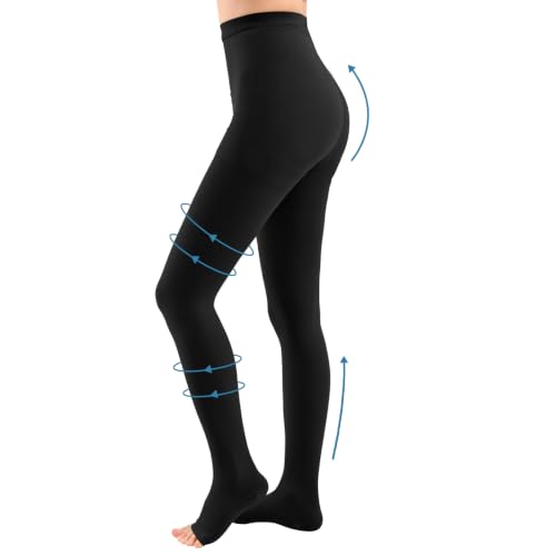 Image of 15-20mmHG Graduated Compression Pantyhose for Women Men,Medical Compression Tights, Support Hose, Compression Leggings for Varicose Veins, Edema