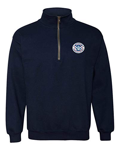 ALLNTRENDS Adult Zip Collar Sweatshirt US Homeland Security Embroidered Top (M, Navy Blue)