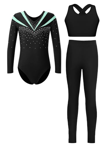 Justaucorps fille strass brillant et legging extensible pour patinage