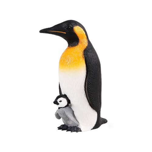JOKFEICE Juguetes de animales marinos: gran pingüino con pollito, accesorios de jardín de hadas, juguete educativo y decoración para tartas para niños