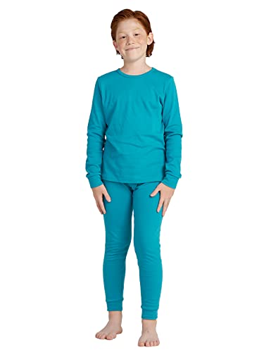 LAPASA Ensemble Thermique ou Pyjama Garçon 100% Coton Hypoallergénique Enfant 4-13 Ans Léger Chaud sous-Vêtements Hiver B10 Bleu-Vert 11-12 Ans Cover