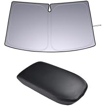 JDMCAR Center Console Cover Black Trim and Upgrade Front Windshield Sun Shade Compatible with Toyota RAV4 Accessories 2019-2024