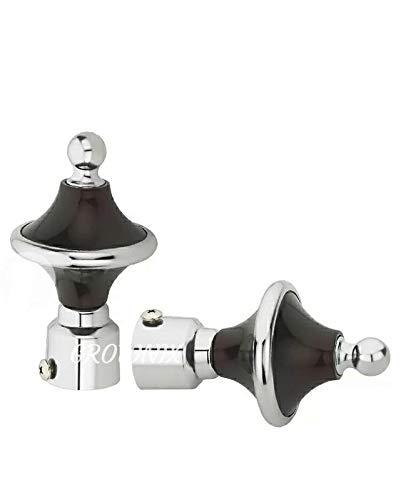 Grownix Curtain Finials with Supports - Pack of 2 Pcs (Finials 1 Pair) (Brown)