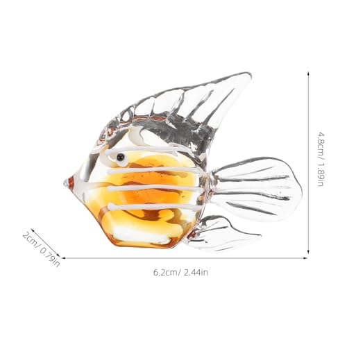 PRETYZOOM Sculpture de Poisson en Verre Soufflé Main, Jaune, Décor Nautique – vue 2