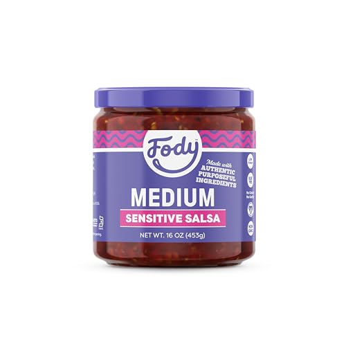 Fody Foods Medium Salsa, 16 Oz, Garlic and Onion Free, Low FODMAP Certified, Gut & IBS Friendly, Vegan, Non-GMO, Gluten Free, Keto Friendly