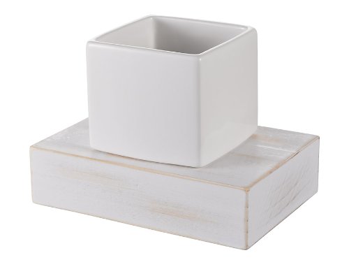 Haceka 1127077 - Portabicchiere In Ceramica Fsc, Colore: Legno, Bianco