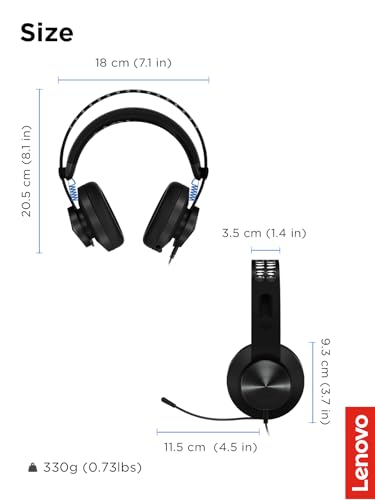 Lenovo Legion H300 Casque Arceau Connecteur de 3,5 mm Noir