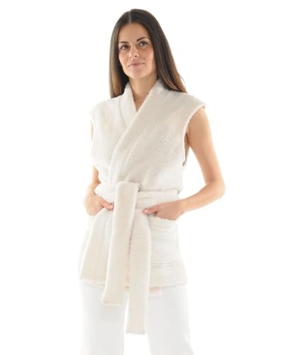 Gilet court blanc Idylle en maille fine pour femme