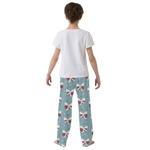 Pajama Bottoms, Cherries Dot Bows Pajamas Pant Sleep Long Pants Lounge Wear Sleepwear Pjs3