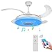 Wentylator sufitowy z oświetleniem i pilotem zdalnego sterowania, 36 W, lampa sufitowa LED, gwiaździste niebo, możliwość ściemniania, z głośnikiem Bluetooth, nowoczesna chowane ostrza, składany żyrandol