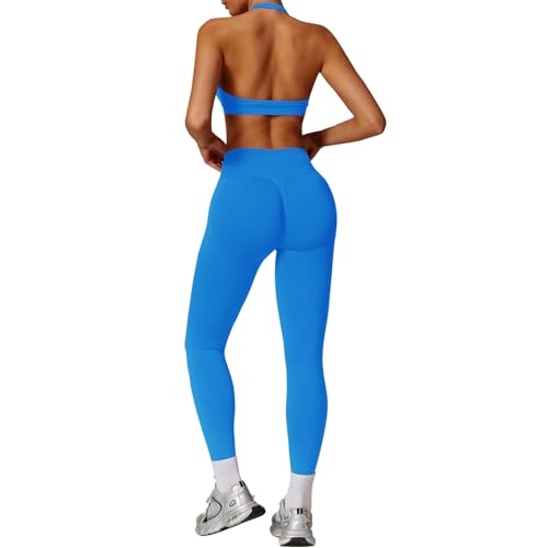 Legging froncé dissimulé et brassière de sport 2 pièces pour fitness et musculation