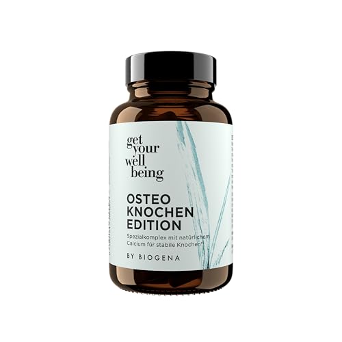 get your wellbeing by BIOGENA - Osteo Knochen-Komplex mit natürl. Calcium aus Sango-Meereskorallen – Mit Magnesium-Blend, Vitamin D3, K2 & C - 60 Kapseln - Supplements vegan & konservierungsstofffrei