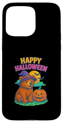 Happy Halloween Cute Bear in Witch Hat with Pumpkin X}zP[X iPhone 15 Pro Max p