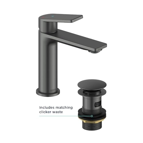 Bristan Frammento Eco Start Basin Mixer with Clicker Waste Gun Metal Grey