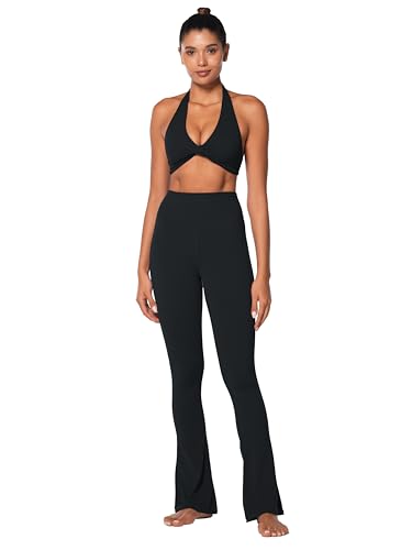 Sunzel Women's Halter Neck Sports Bra, Twist Front Yoga Crop Top with Removable Pads, Open Back V Neck Bra for Gym Workout3