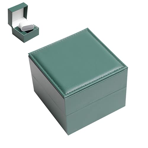 Scatola regalo per orologio singolo con cuscino mobile, organizer per scatole per orologi, bracciale in pelle PU, apertura e chiusura silenziosa (verde)
