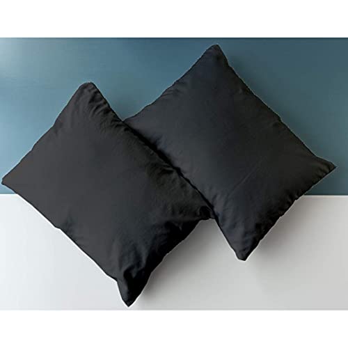 Kotton Culture Lot de 2 taies d'oreiller en Coton égyptien, 600 Fils au Pouce carré, Fermeture d'enveloppe, taies d'oreiller, Taille Standard 50 x 75 cm, Doux et Respirant - Noir Cover