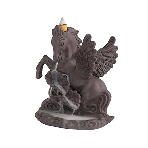 YQHWLKJ Céramique Cheval Backflow Porte-Encens avec 20Pcs Encens Creative Home Office Décoration, Taille unique Cover