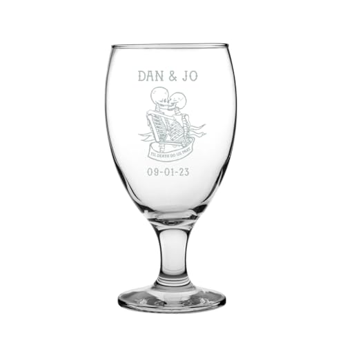 Personalised Engraved Tulip Beer Glass Custom Name Message or Logo Pint Glass Gift for Mum Dad Birthdays Christmas Fathers Day Custom Beer Glass 400ml (TILL DEATH ANNIVERSAR)