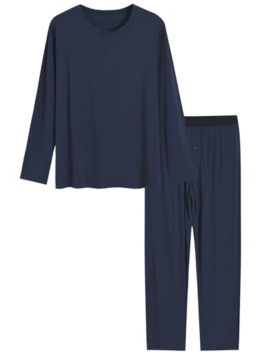 Latuza Men's Long Sleeve Pajamas Top and Pants Lounge Set with Pockets