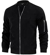 TURETRENDY Men's Suede Bomber Varsity Leather Jackets Lightweight Softshell Flight Full Zip Casua...