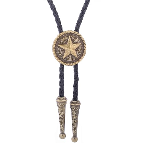 Image of Cowboy Bolo Tie for Men, Vintage Cow Skull Bolo Tie Necklace Native American Necktie for Men Women