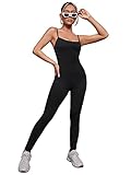 SOLY HUX Women's Spaghetti Strap High Waist Skinny Jumpsuit Black S