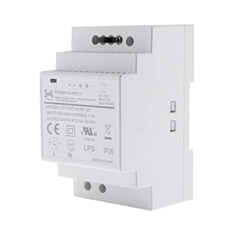 SeKi Hutschienen-Netzteil H-60-24 - Fuente de alimentación (24 V, 2,5 A, 60 W, DIN Rail, fuente de alimentación para carriles DIN)