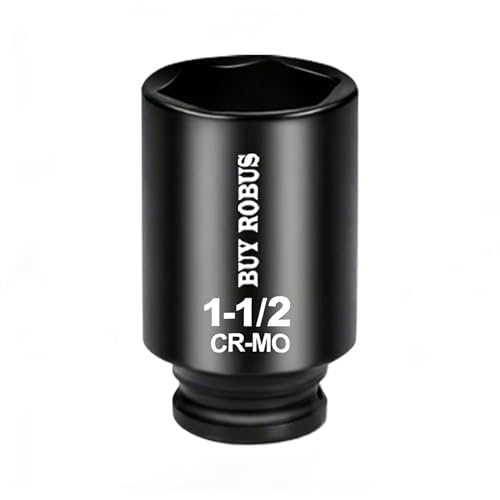 1-1/2 Socket 1/2 Drive Deep Impact SAE Socket 6 Point CR-MO for Easy Removal of Axle Nut