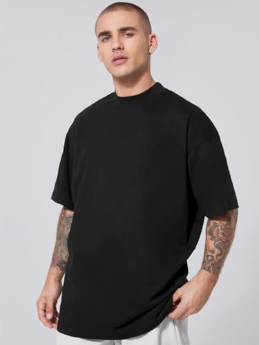 Image of CHKOKKO Oversized Tshirt for man Solid Classic Round Neck Loose Fit Half Sleeve Soft and Comfortable Casual Stylish wear for Summer