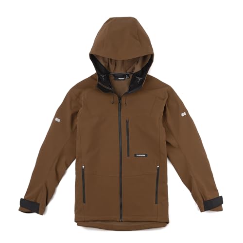 TRUEWERK Men's Insulated Work Jacket - S3 Solution Zip-Up Hoodie, Fleece-Lined, Waterproof Tactical Coat with 4-Way Stretch