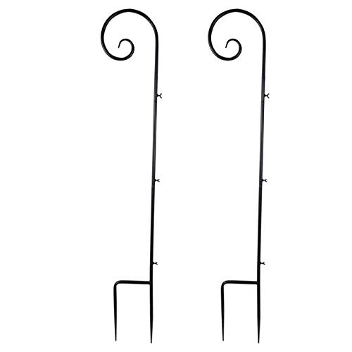 Vencer Set of 2 Shepherd Hook 63 Inch Tall 7/10 in Thick Rust Resistant Premium Metal Hook for Weddings Hanging Plant Baskets Solar Lights Christmas Lights Lanterns Bird Feeders,Black,VHH-001