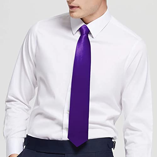 Image of Luckyvestir Mens Tie Solid Satin Neck Ties 3.15'' Formal Necktie for Wedding Business Christmas Father's Valentine's Day Gift