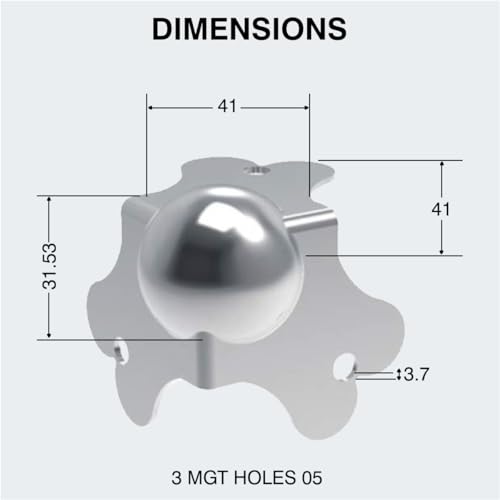 Image of Penn Elcom Flight Case Small Ball Corner (Set of 8) Top /Male | Zinc Finish | DJ /Audio /Sound Box (4.1 * 4.1 * 4.1 cm) Round Angle Edge | Case Protection with 3 Holes | Easy to Fit