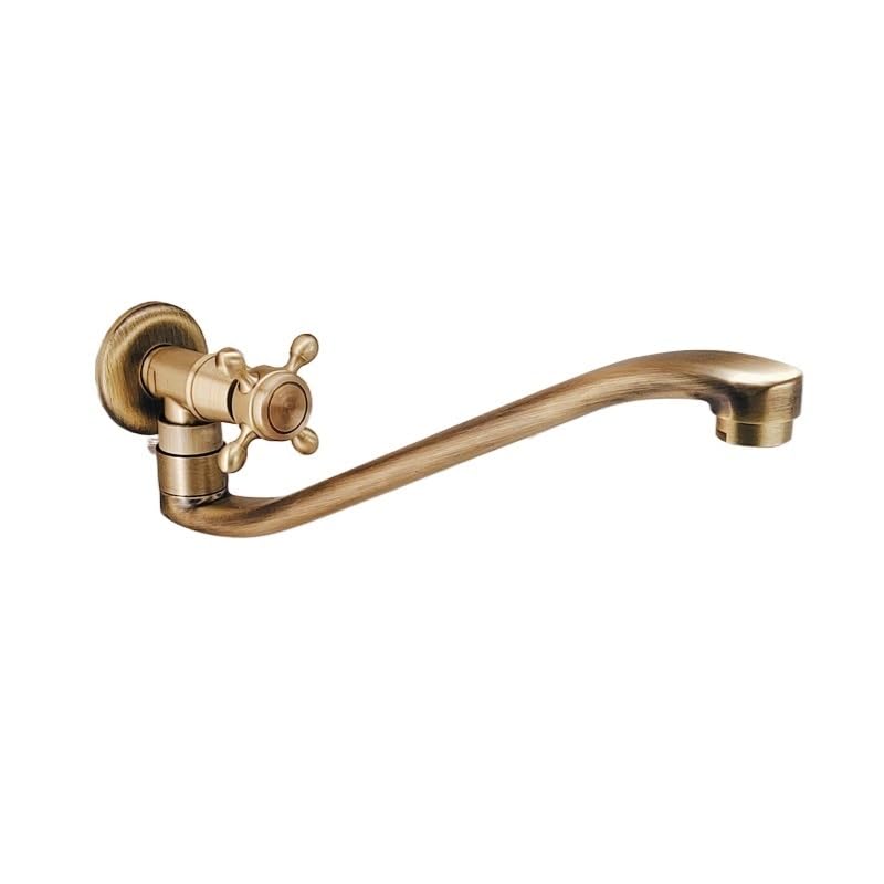 MOCHAMIK Robinet extérieur Mural en Laiton Total en Bronze Antique : Robinet d'eau Froide avec Bec Rotatif Commande à Levier (B)