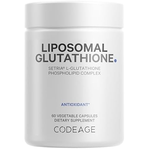 Codeage Liposomal Glutathione Supplement - Pure Reduced Setria L-Glutathione, Liposomal Delivery, Phospholipid Complex - Encapsulated Glutathione Powder Pills - Vegan, Non-GMO - 60 Capsules Cover