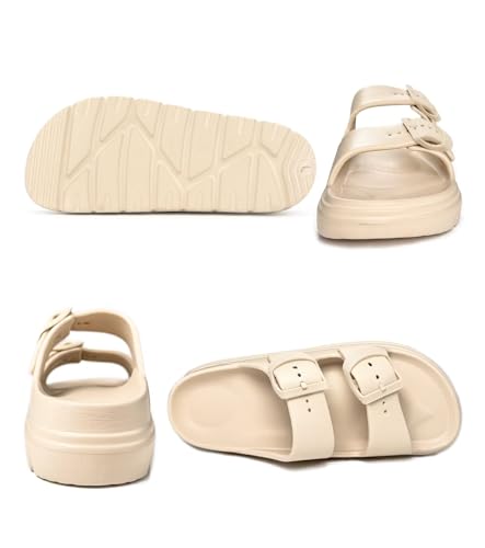 Image of Haifago Womens Platform Sandals with Arch Support, Summer Beach Slides with Adjustable Buckle, Comfort Lightweight Chunky Cushion Slip on Sandal