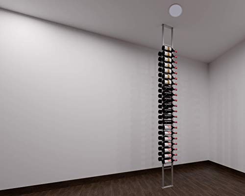 VintageView W Series Two-Sided Floating Wine Rack Kit (42 Bottles, Brushed Nickel) Stylish Modern Wine Storage with Label Forward Design