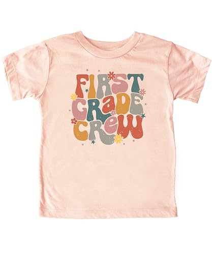 Olive Loves Apple First Grade Crew Shirt for Girls Colorful Retro Back to School Graphic T-Shirt for Kids4