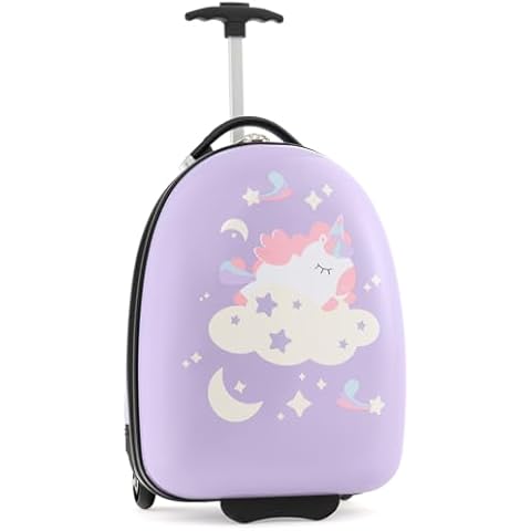 BABY JOY Kids Luggage with Flashing Wheels Cover