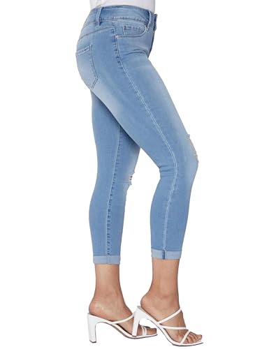 Royalty for Me Womens Royalty for Me Women's Petite Tummy Control Rolled Cuff Ankle Jeans2