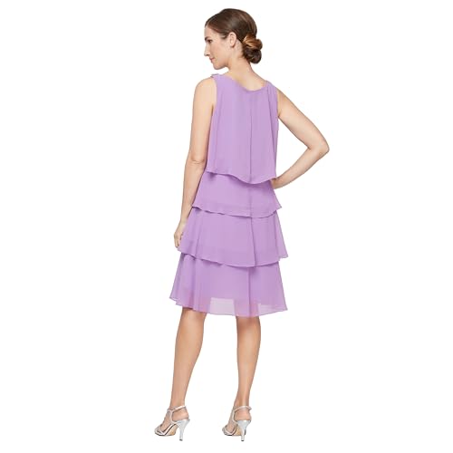 Image of S.L. Fashions Womens Tiered Cocktail Party Dress, Wedding Guest Gown (Petite and Regular Sizes)