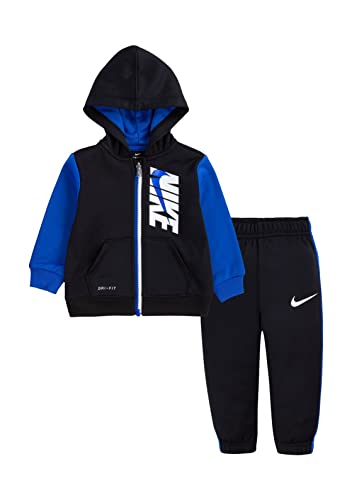 Nike Little Boys Dry-Fit Therma Full Zip Hoodie And Sweatpants 2 Piece Set (B(76G933-023)/B, 2T)…