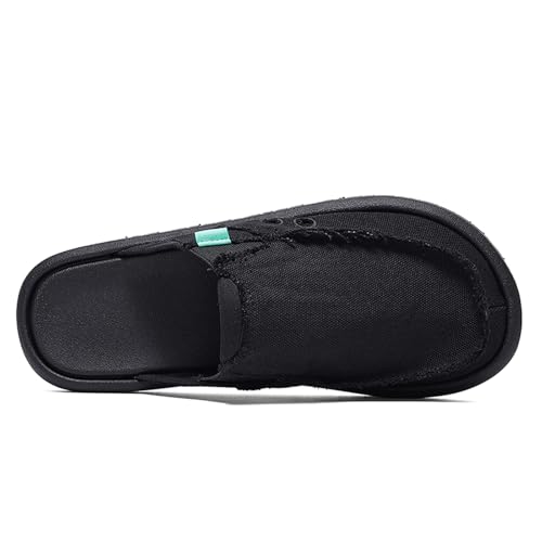 Mens Open Back Shoes: Slip On Loafers - Casual Canvas Slipper - Indoor Outdoor Non-Slip House Clog with Memory Foam Footbed4